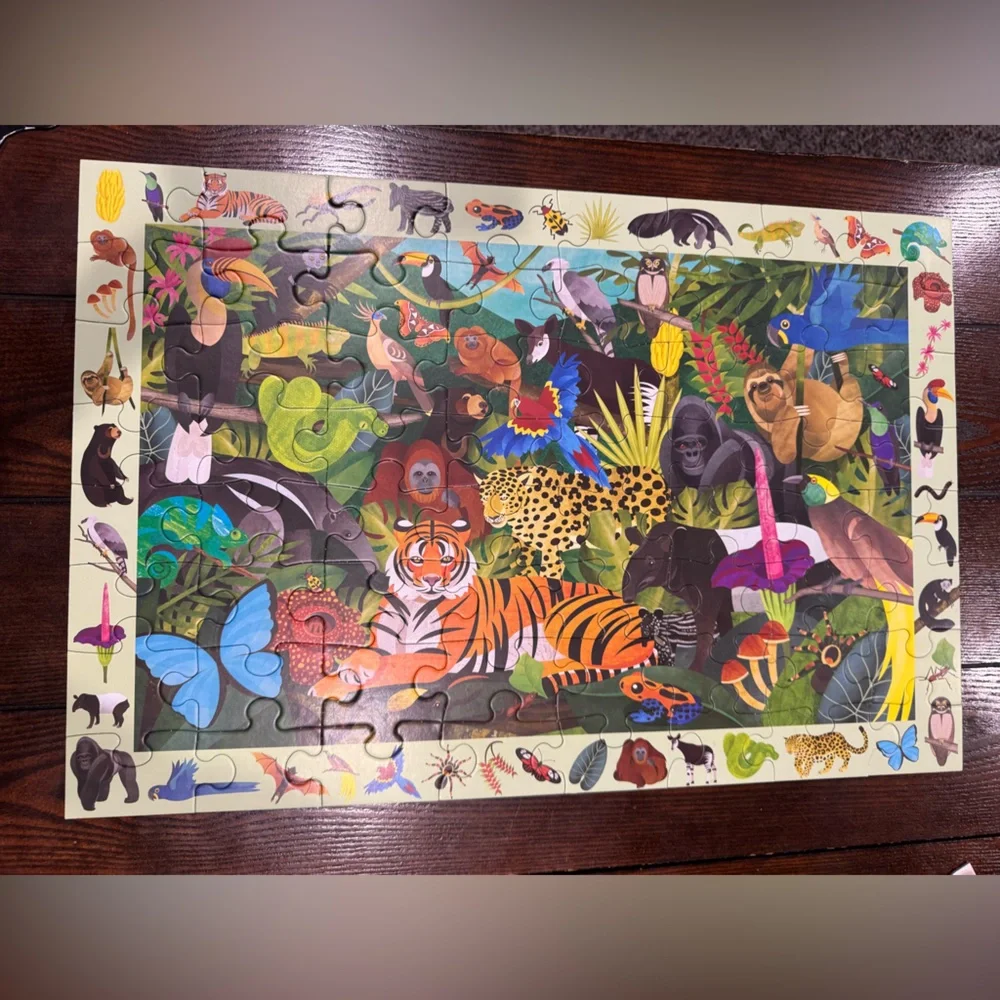 64 piece rainforest search and find puzzle.